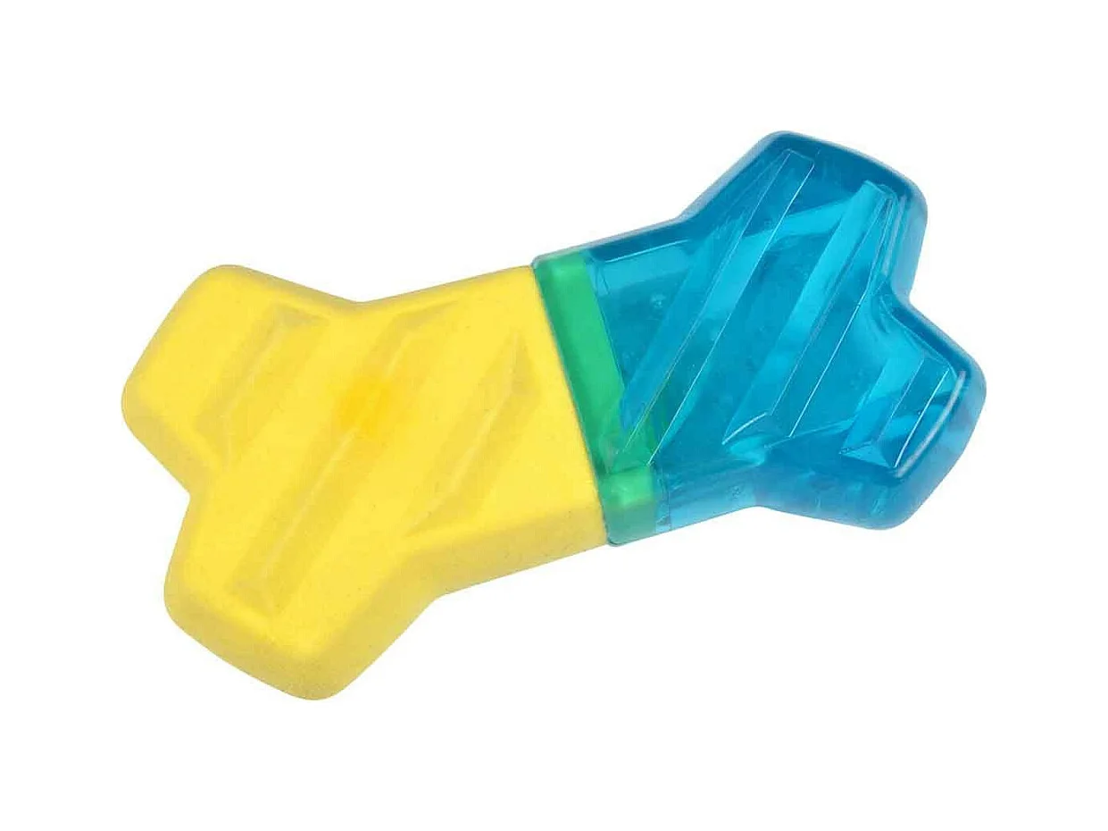 Jouet pour Chien Givré "Os" 13cm Bleu & Jaune