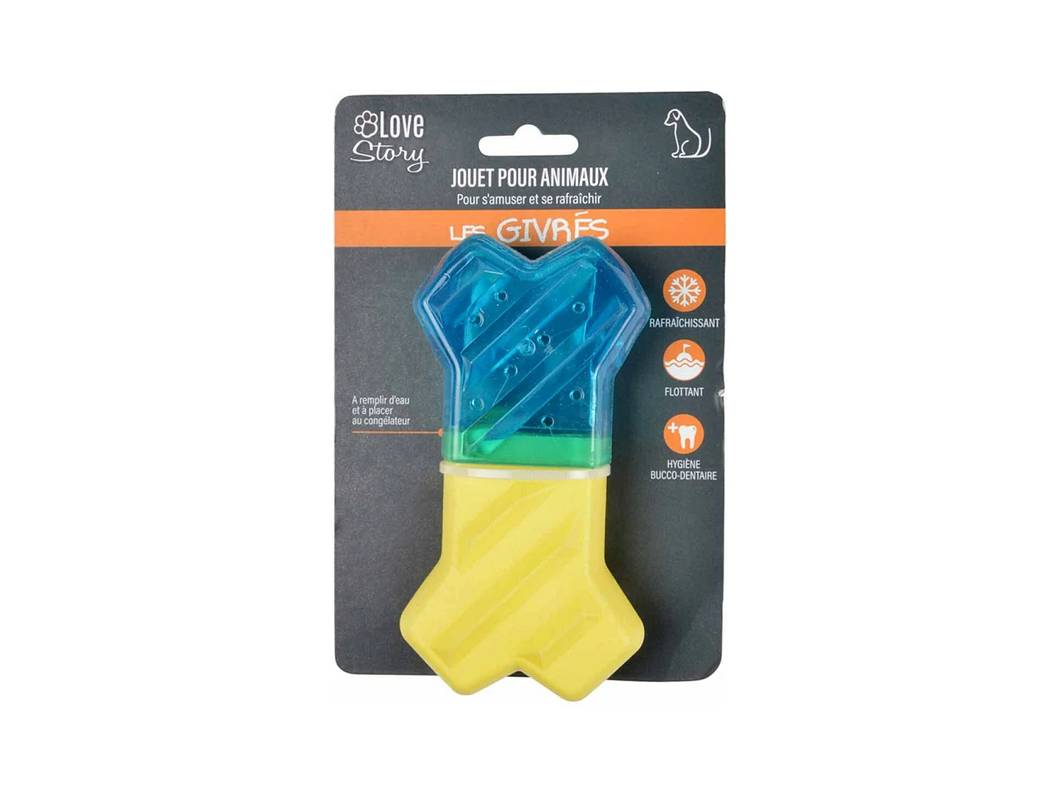 Jouet pour Chien Givré "Os" 13cm Bleu & Jaune