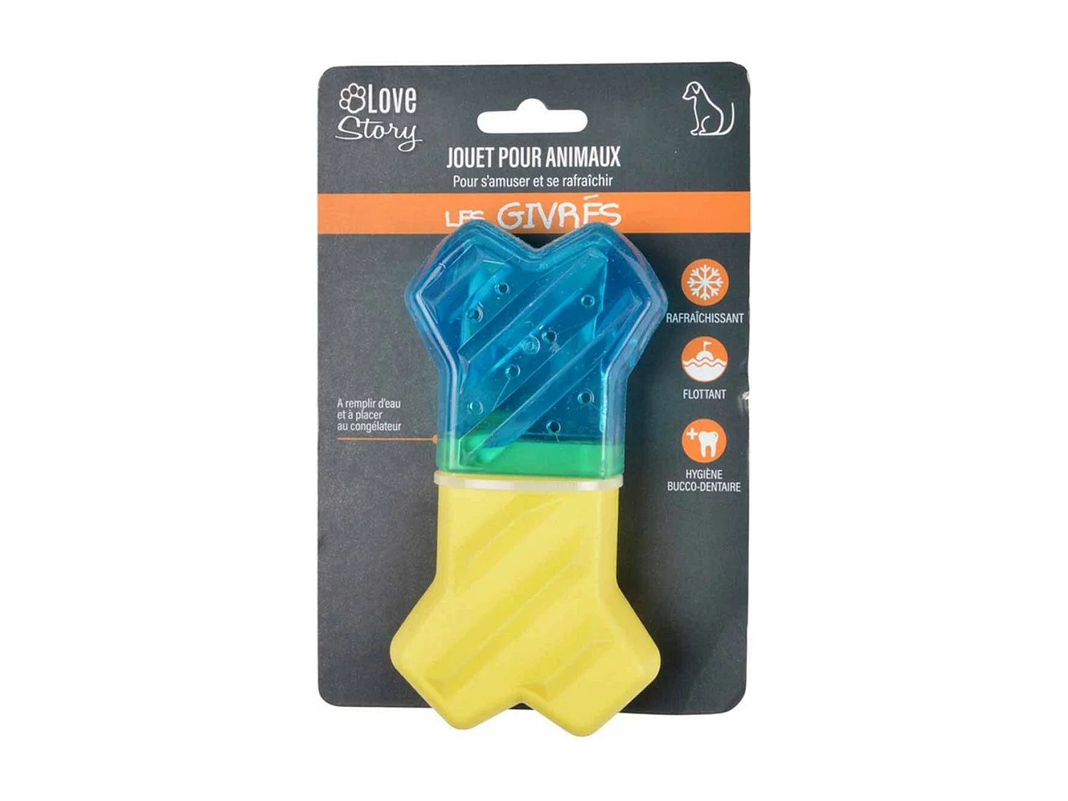 Jouet pour Chien Givré "Os" 13cm Bleu & Jaune