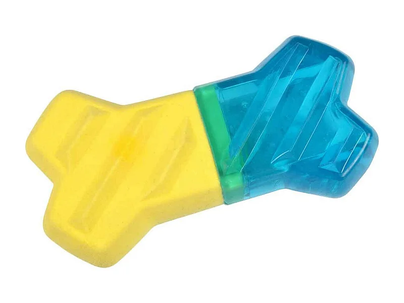 Jouet pour Chien Givré "Os" 13cm Bleu & Jaune