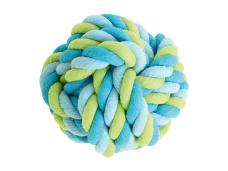 Jouet pour Chien "Balle Corde" 15cm Bleu & Vert