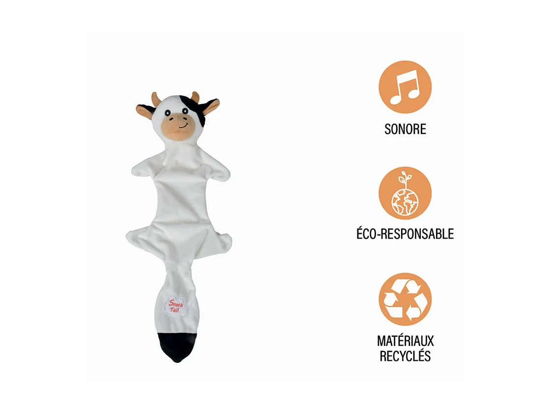 Peluche pour Chien "Vache" 45cm Noir & Blanc