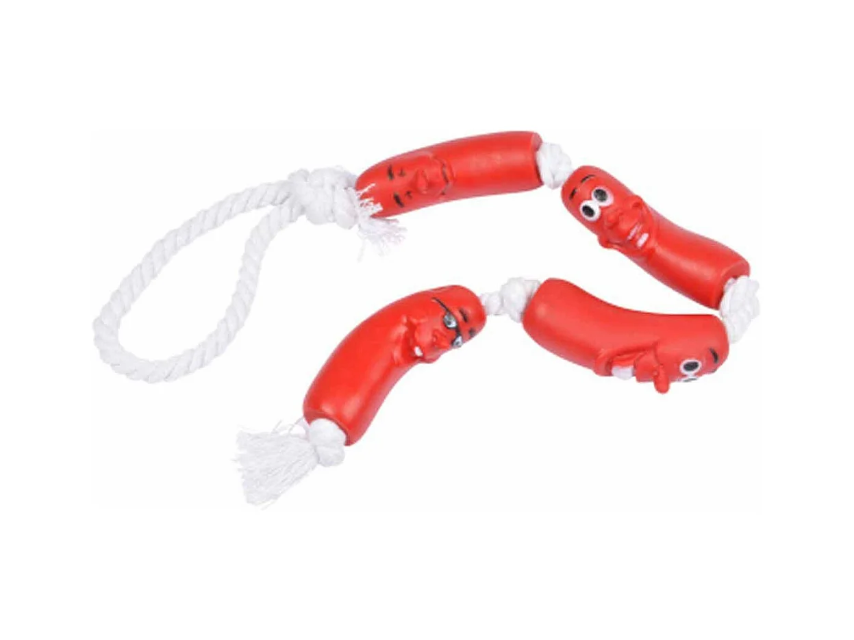 Jouet pour Chien "Chaîne de Saucisses" 7cm Rouge