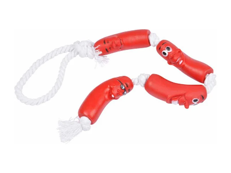 Jouet pour Chien "Chaîne de Saucisses" 7cm Rouge