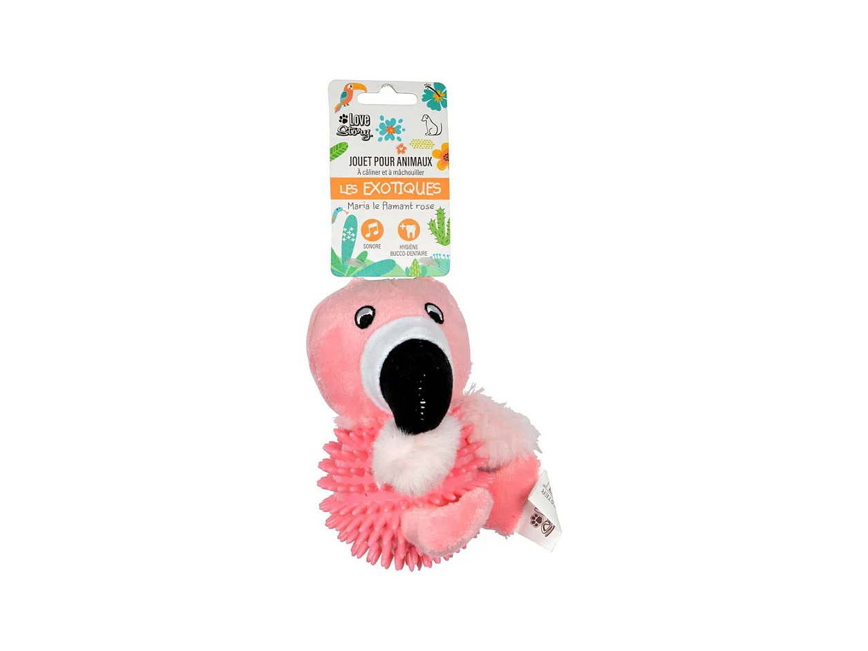 Jouet pour Chien Sonore "Maria le Flamant" 16cm Rose