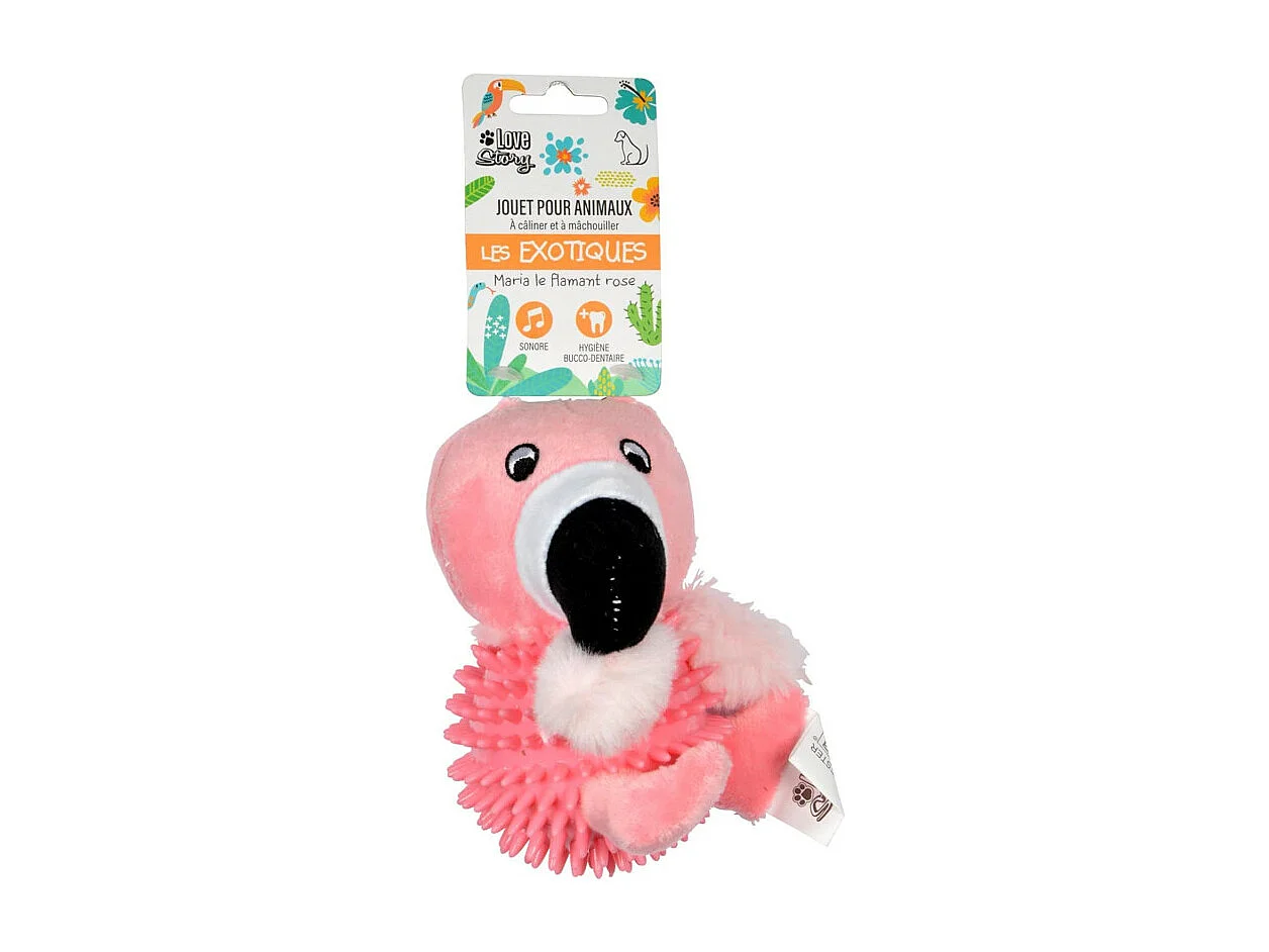 Jouet pour Chien Sonore "Maria le Flamant" 16cm Rose