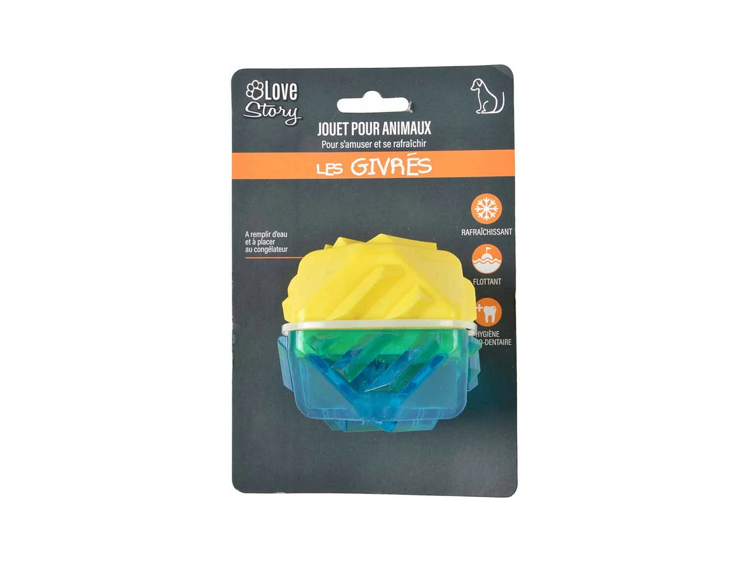 Jouet pour Chien Givré "Diamant" 7cm Bleu & Jaune