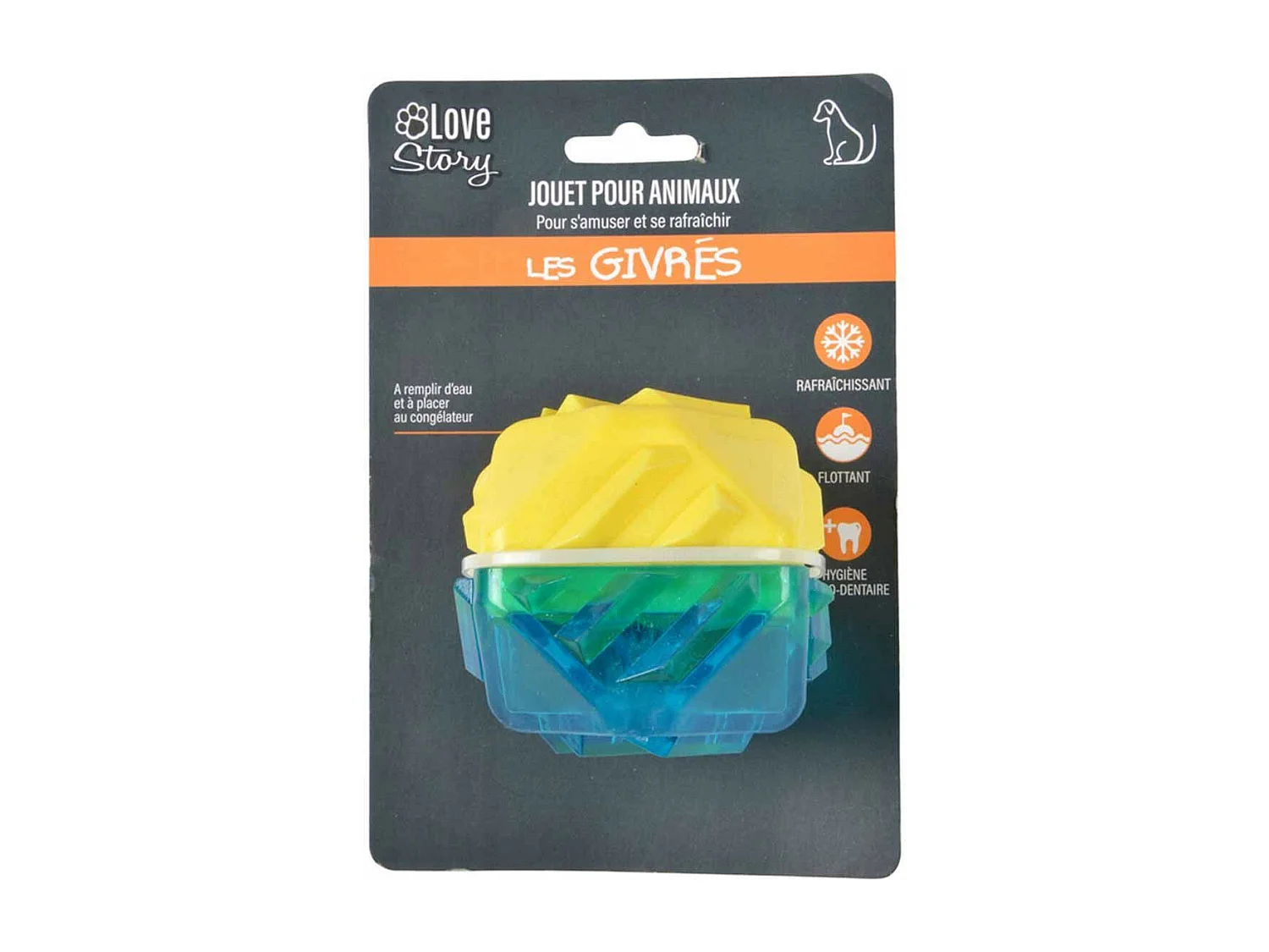 Jouet pour Chien Givré "Diamant" 7cm Bleu & Jaune