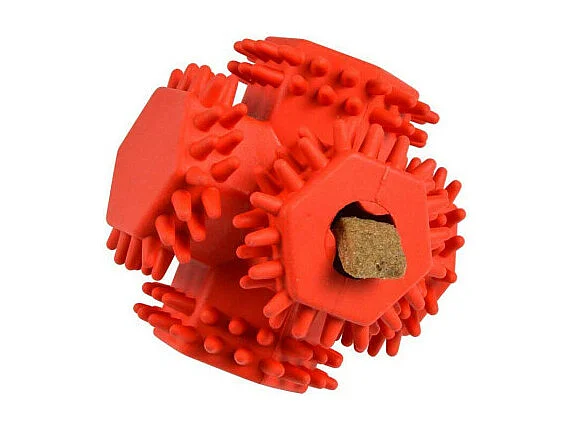 Jouet pour Chien Distributeur "Balle Cube" 10cm Rouge