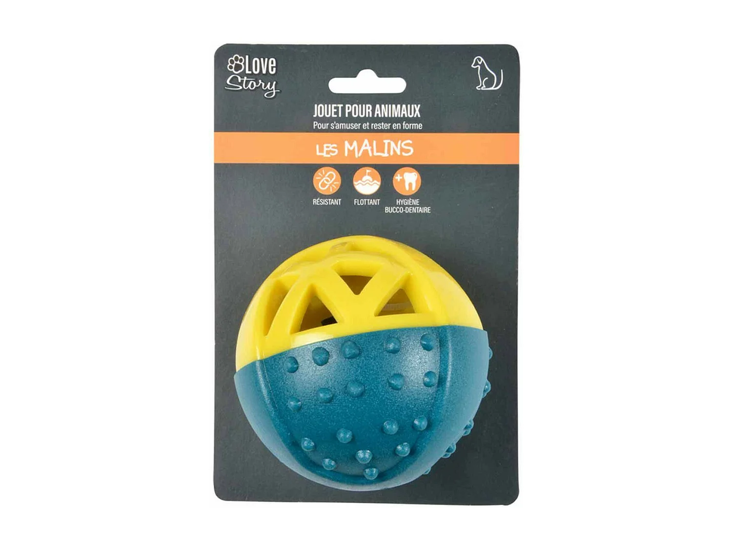 Jouet pour Chien Balle "Géométrique" 9cm Bleu