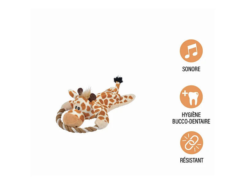 Peluche pour Chien "Girafe" 21cm Marron