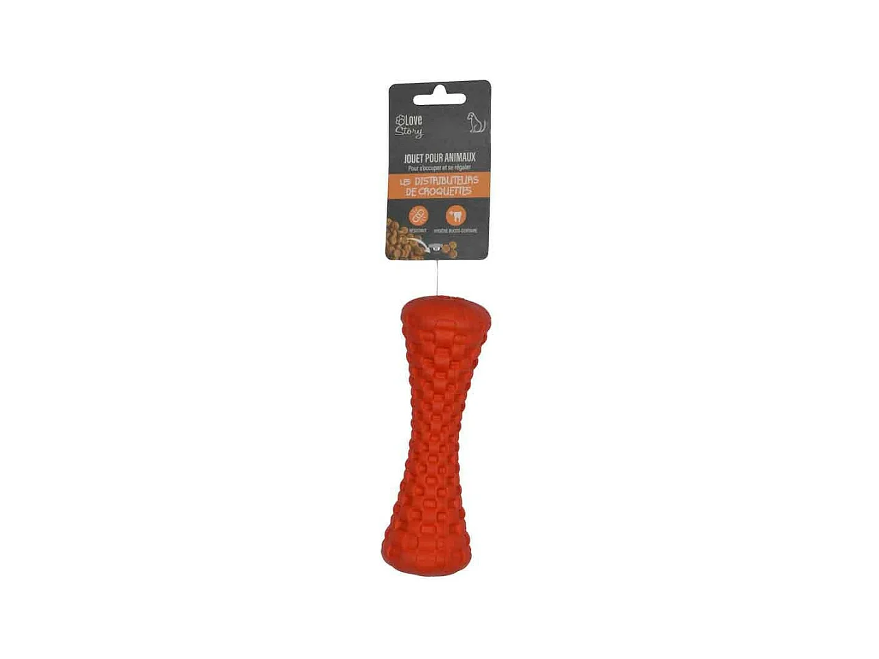 Jouet pour Chien Distributeur "Os" 15cm Rouge