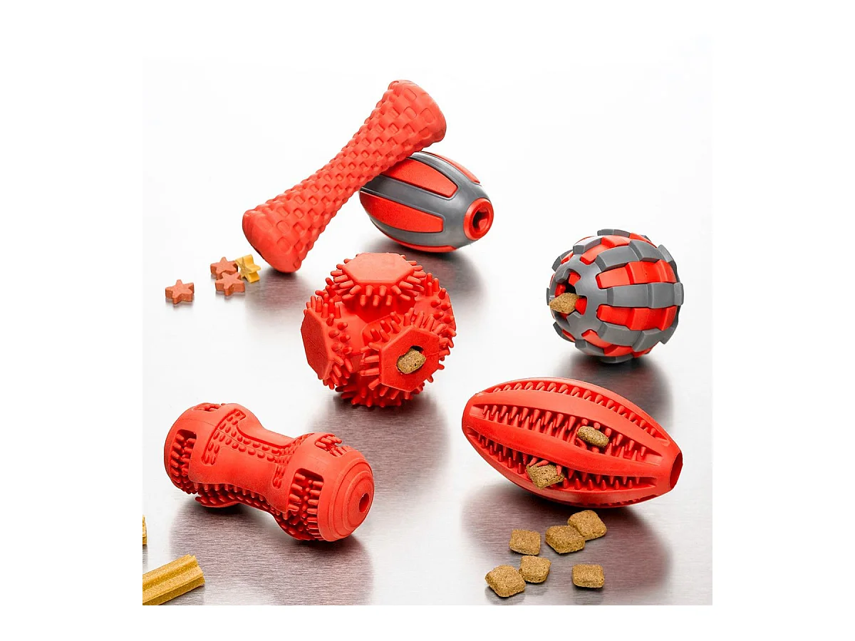 Jouet pour Chien Distributeur "Os" 15cm Rouge