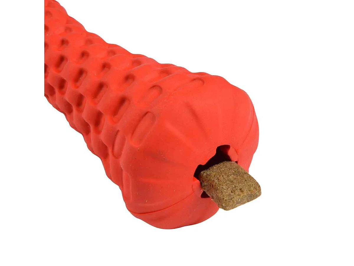 Jouet pour Chien Distributeur "Os" 15cm Rouge
