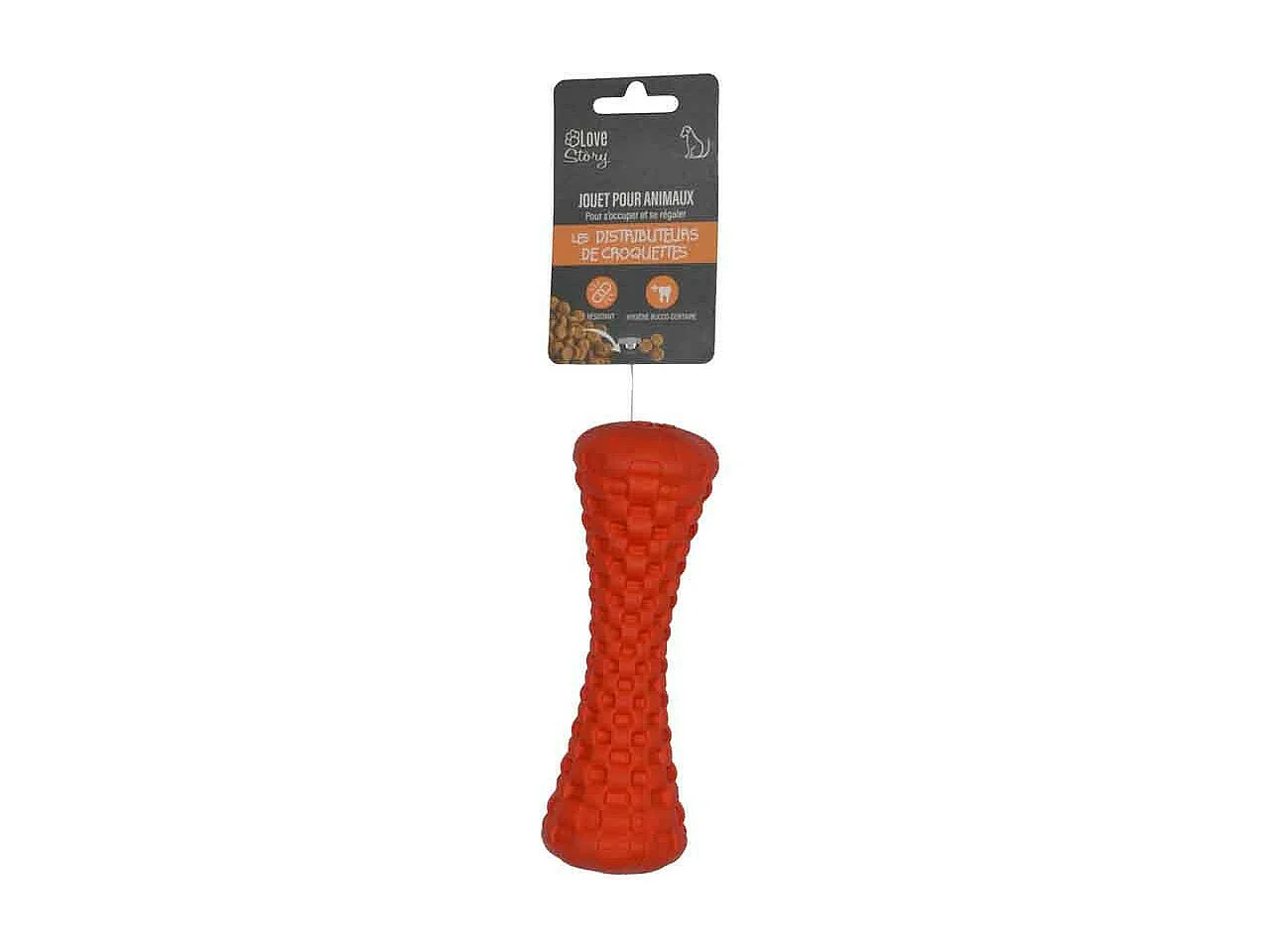 Jouet pour Chien Distributeur "Os" 15cm Rouge