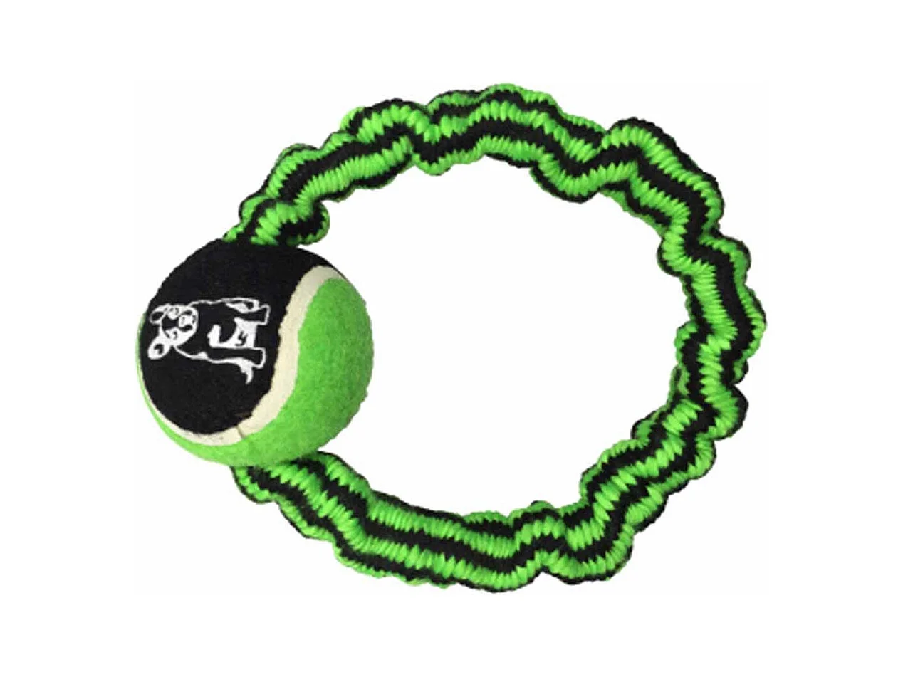 Jouet pour Chien "Corde Élastique & Balle" 9cm Vert