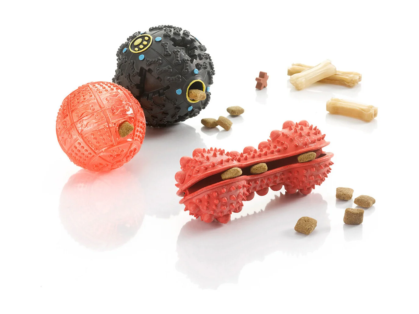 Jouet pour Chien "Distributeur Croquettes" 15cm Rouge