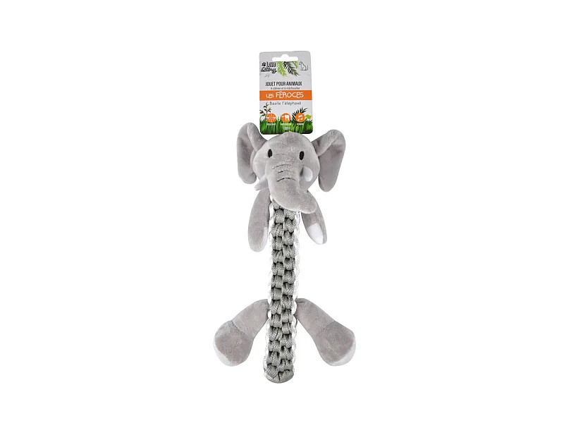 Peluche pour Chien "Éléphant" 34cm Gris