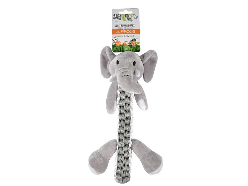 Peluche pour Chien "Éléphant" 34cm Gris