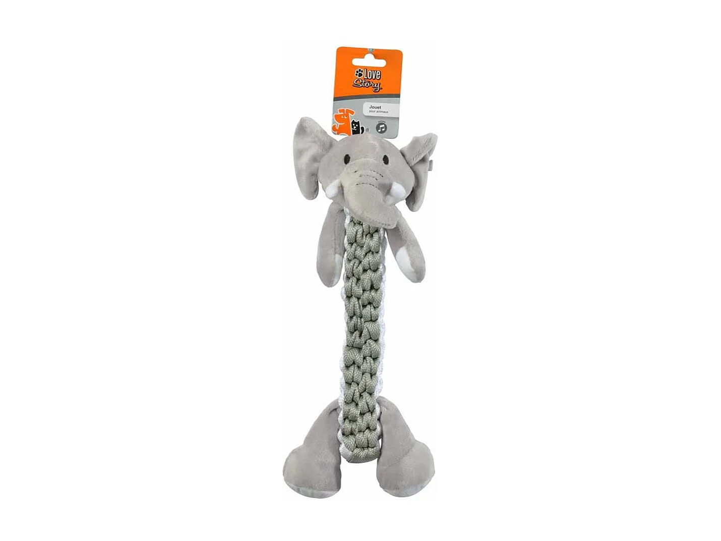 Peluche pour Chien "Éléphant" 34cm Gris