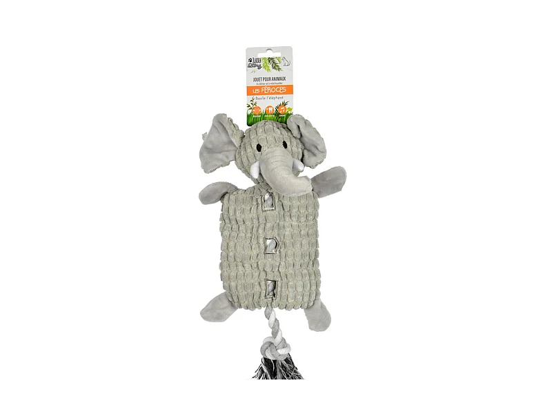 Peluche pour Chien "Éléphant" 37cm Gris