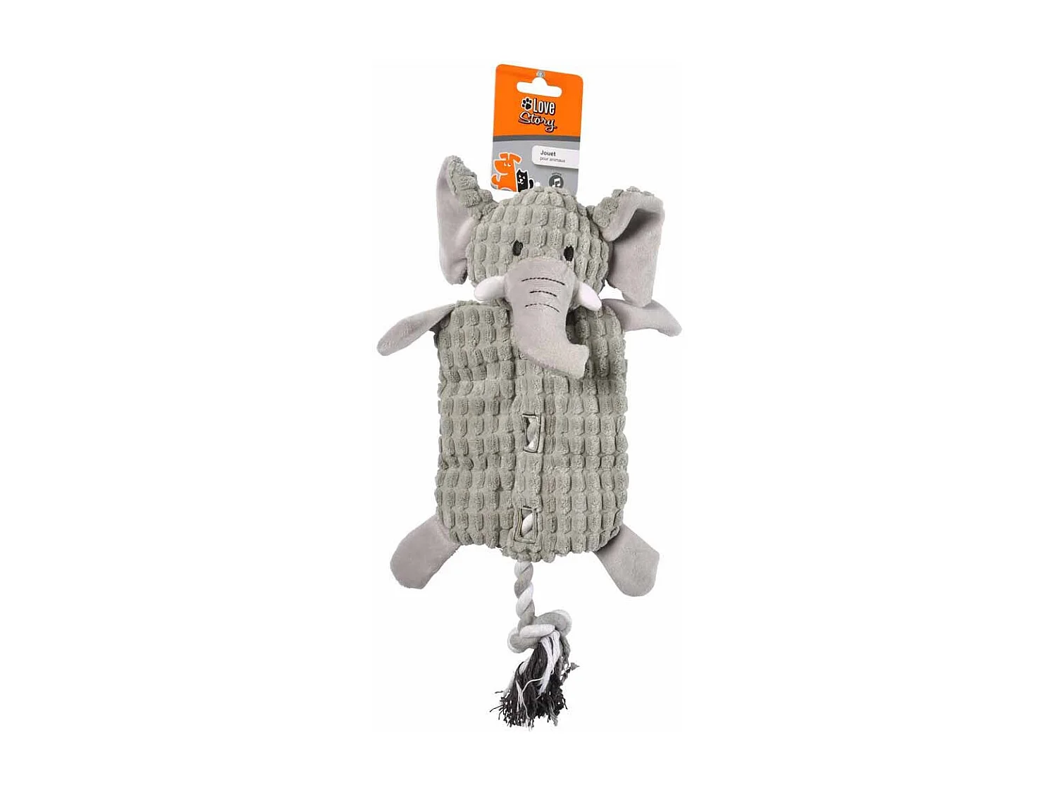 Peluche pour Chien "Éléphant" 37cm Gris