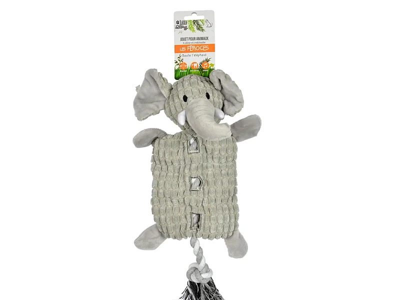 Peluche pour Chien "Éléphant" 37cm Gris