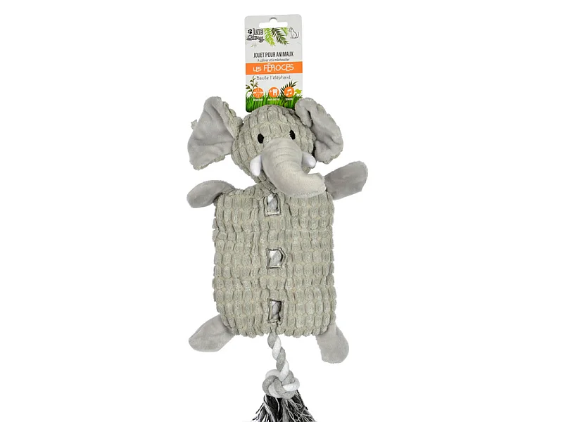 Peluche pour Chien "Éléphant" 37cm Gris