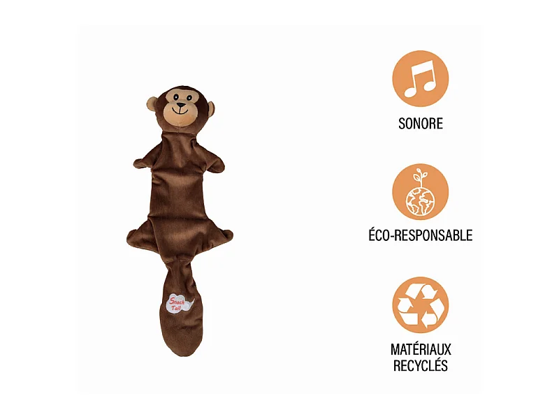 Peluche pour Chien "Singe" 45cm Marron