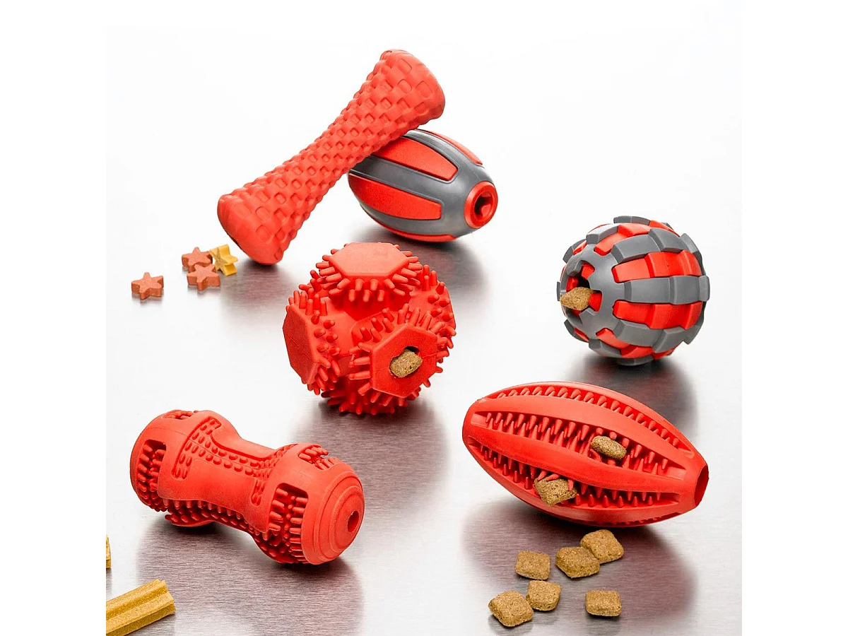 Jouet pour Chien Distributeur "Ovale" 10cm Rouge