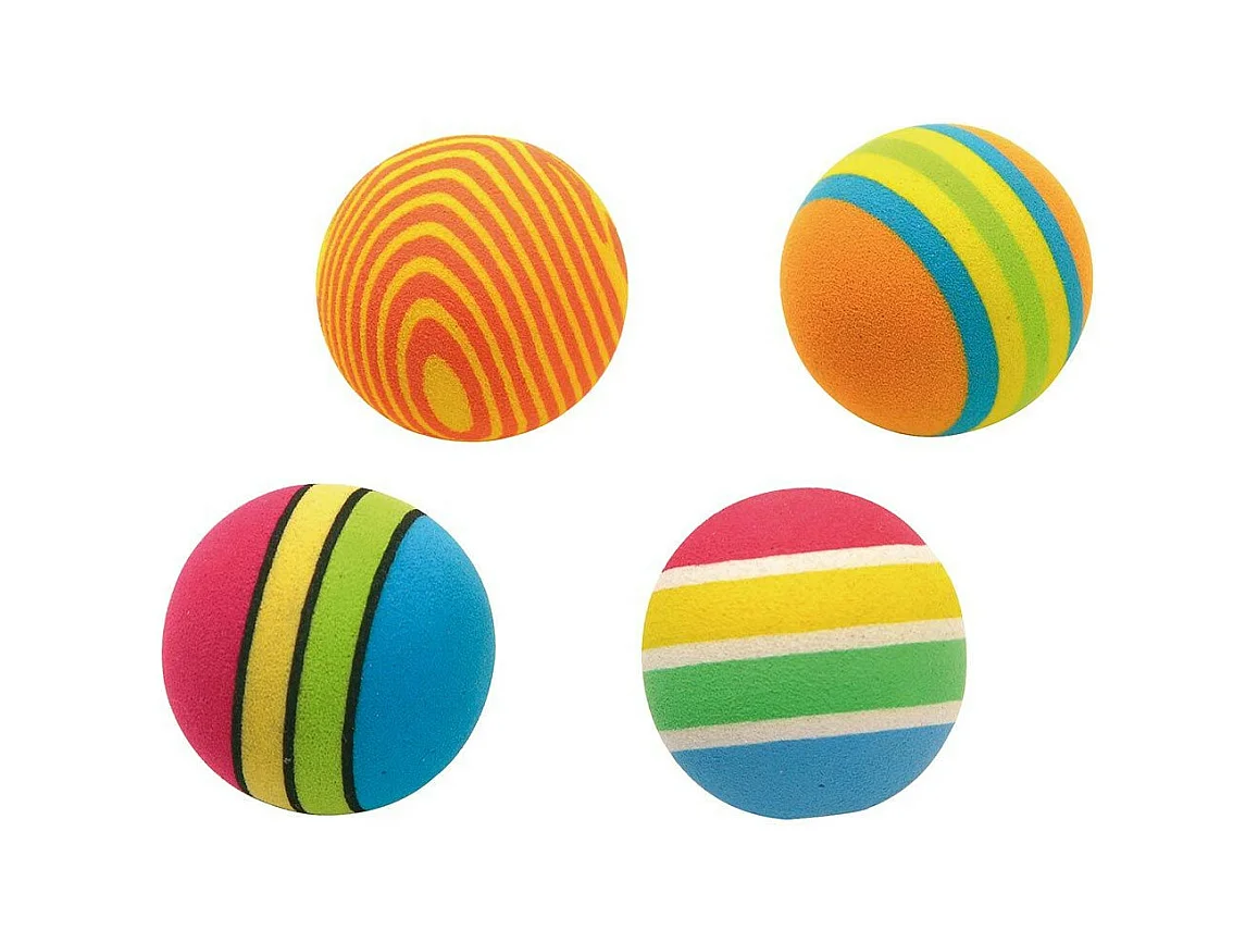 Lot de 4 Balles pour Chien "Eva" 3cm Multicolore