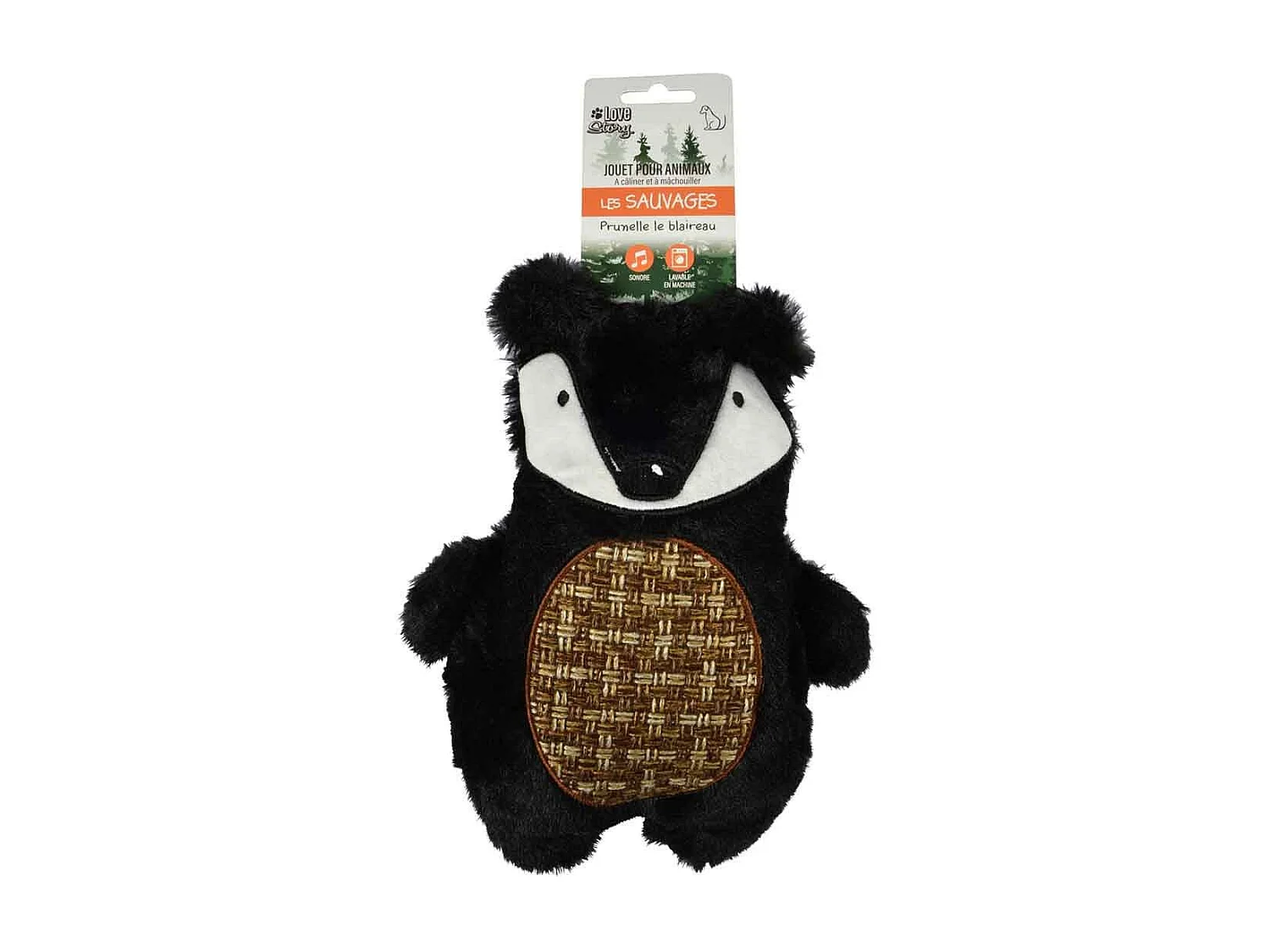 Jouet pour Chien Sonore "Prunelle le Blaireau" 28cm Noir