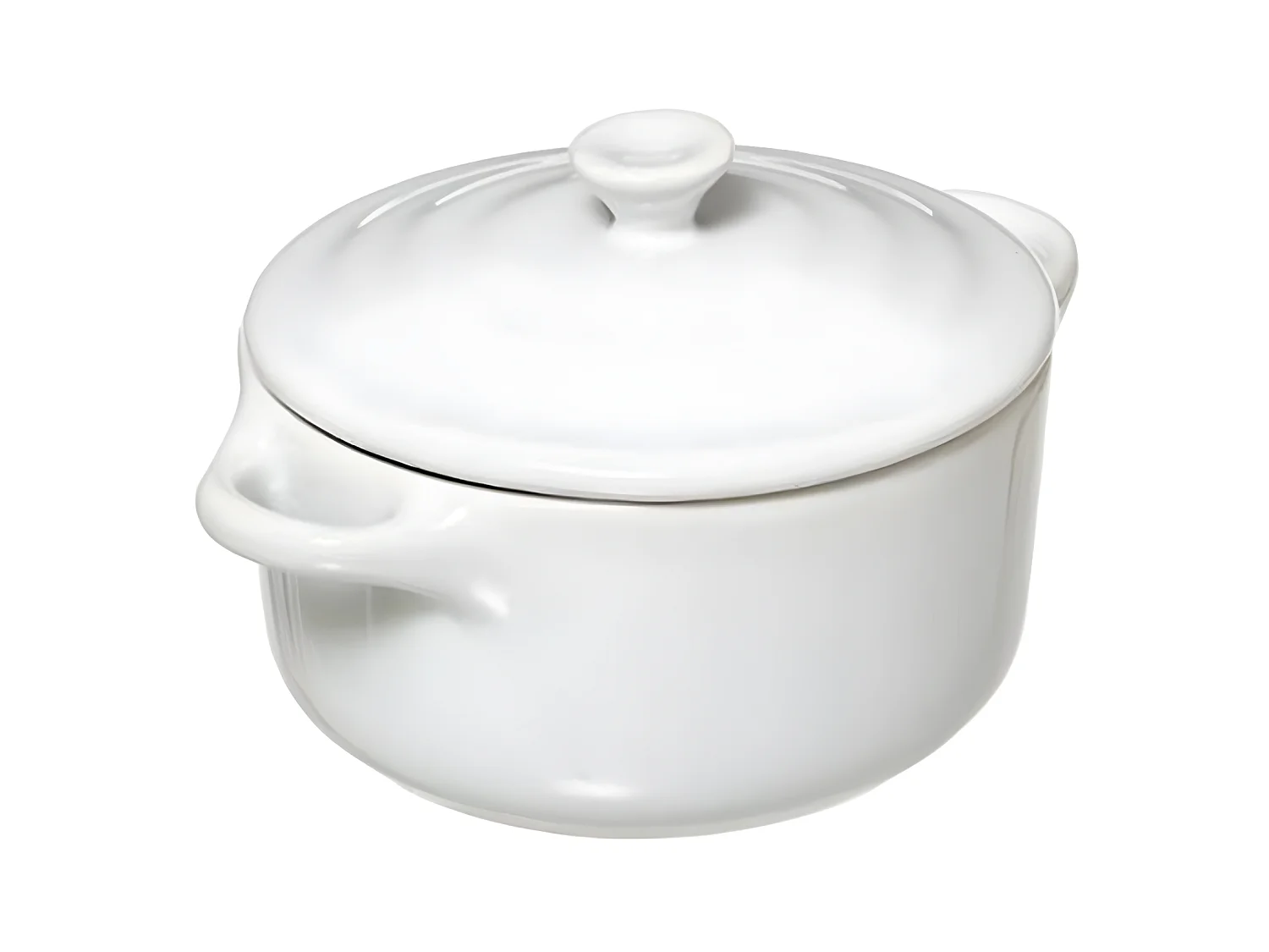 Cocotte & Soucoupe "Bambou" 13cm Blanc