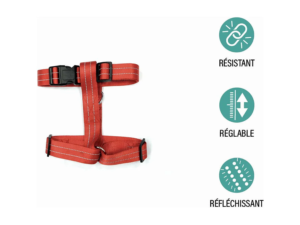 Harnais pour Chien "Coutures Réfléchissantes" 90cm Rouge