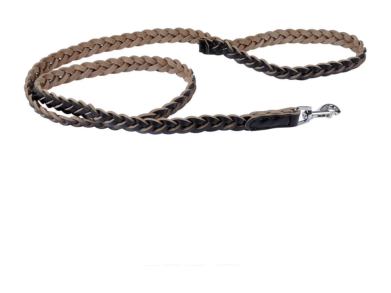 Laisse pour Chien en Cuir "Tressé" 120cm Noir