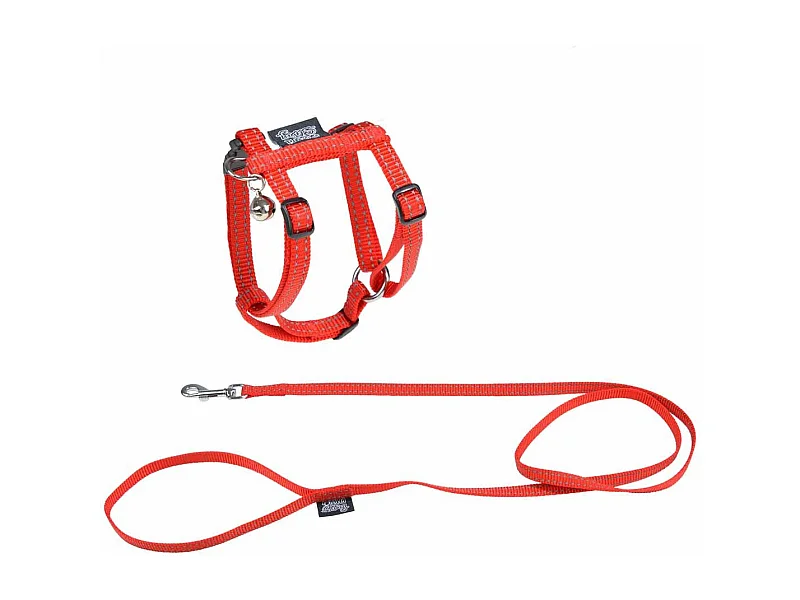 Harnais & Laisse pour Chat "Réfléchissant" 120cm Rouge