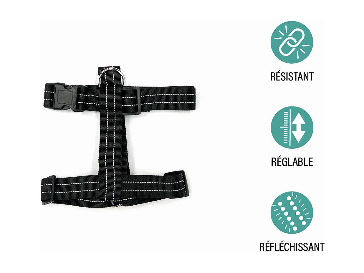 Harnais pour Chien "Coutures Réfléchissantes" 90cm Noir