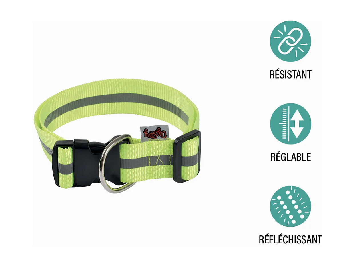 Collier Réglable Chien Réfléchissant "Essentiel" 50-70cm Jaune