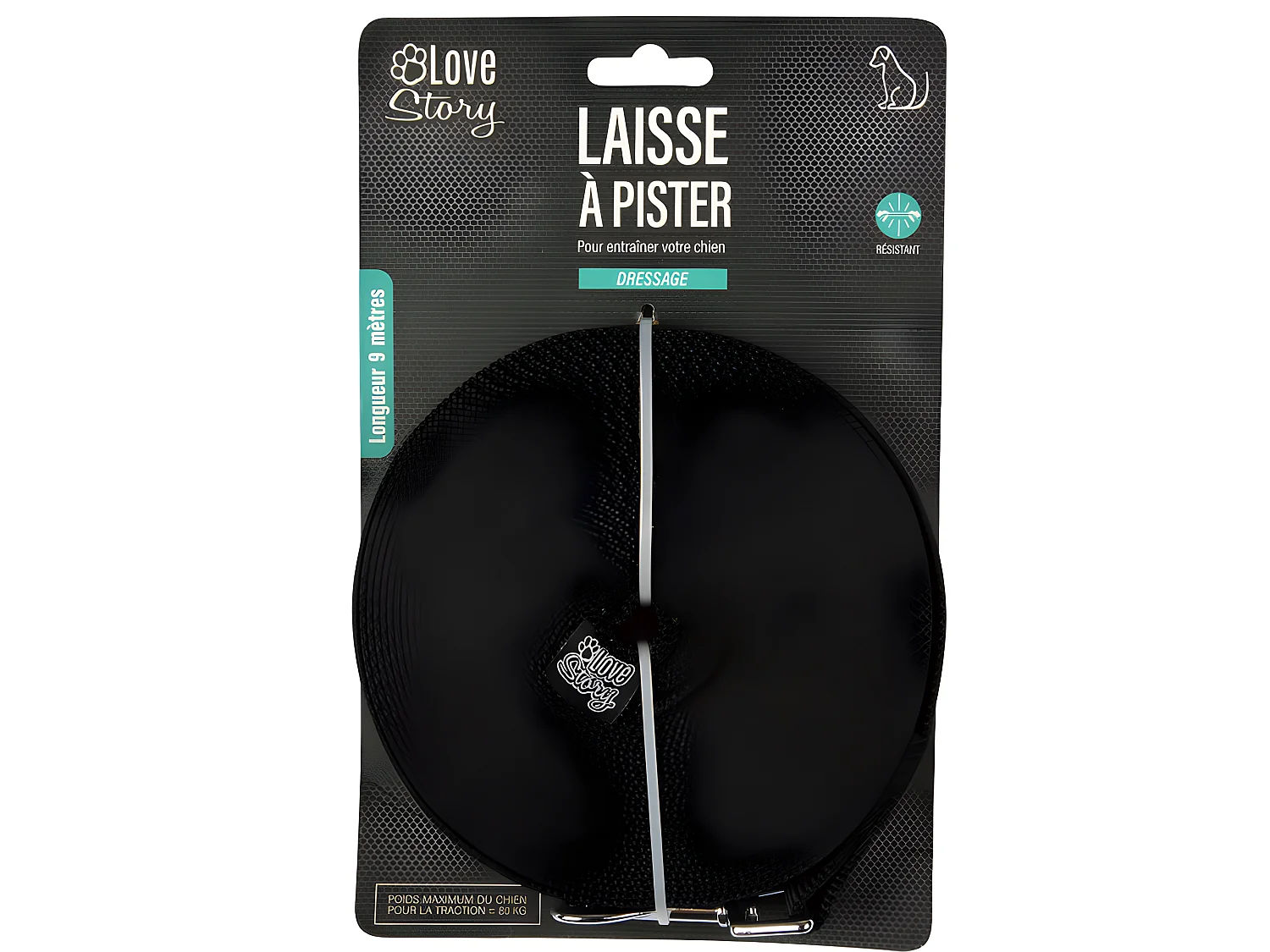 Laisse pour Chien "A Pister" 9m Noir