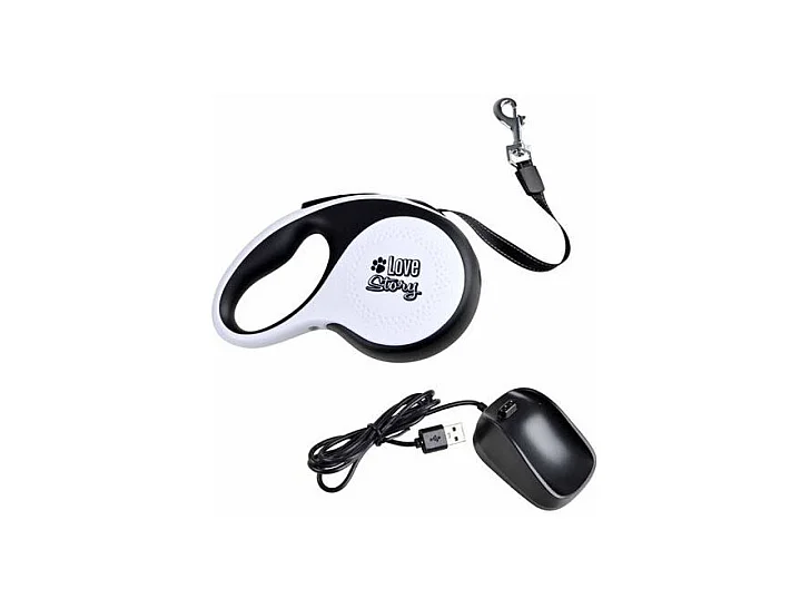 Laisse Rétractable Chien "Lumière LED" 19cm Noir