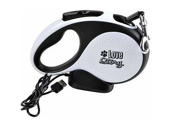 Laisse Rétractable Chien "Lumière LED" 19cm Noir