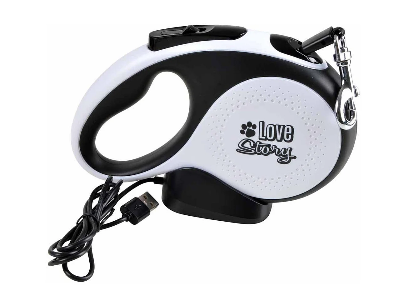 Laisse Rétractable Chien "Lumière LED" 19cm Noir