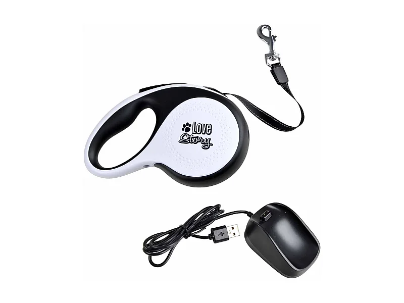 Laisse Rétractable Chien "Lumière LED" 19cm Noir