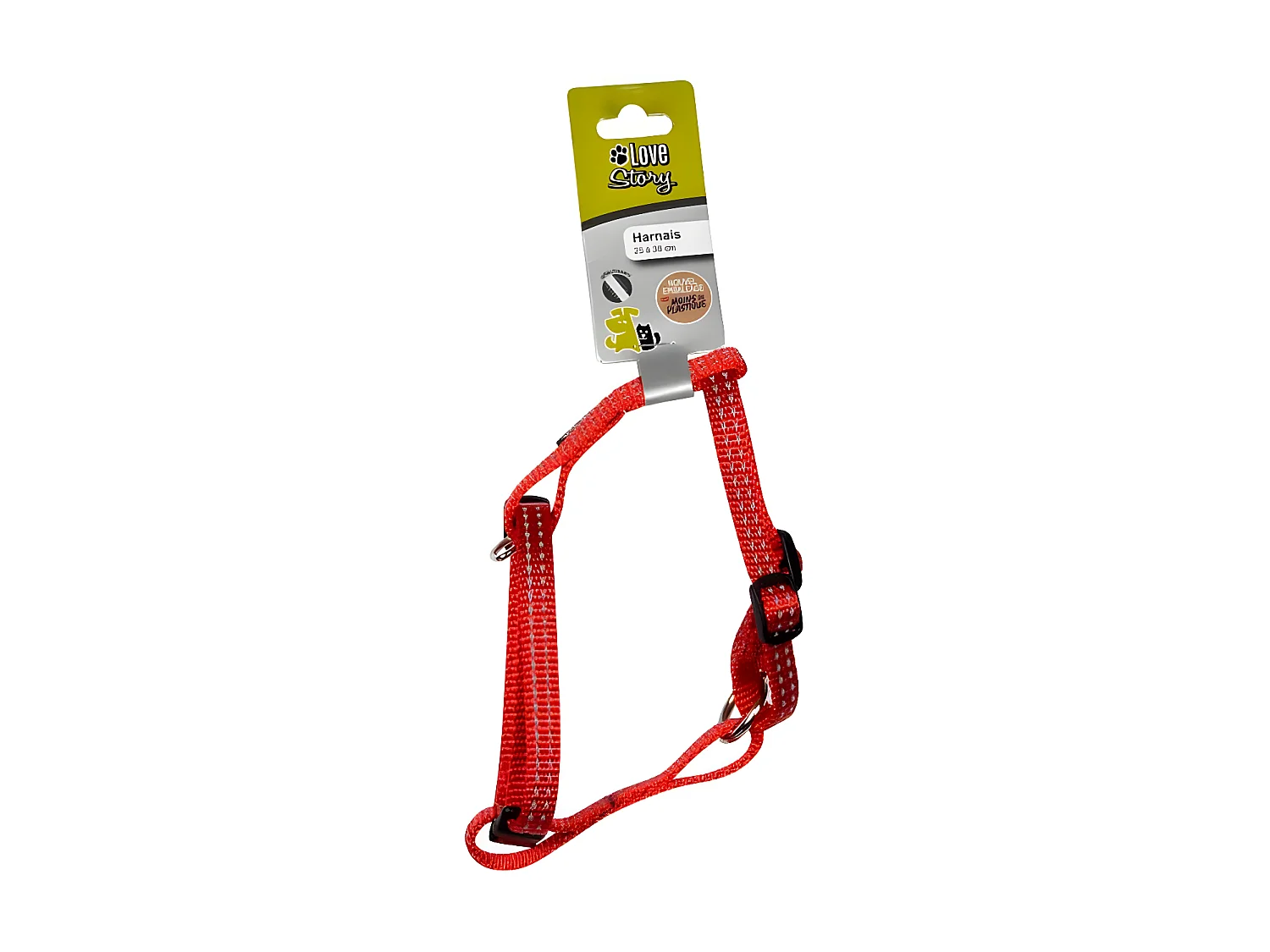 Harnais pour Chien "Coutures Réfléchissantes" 35cm Rouge