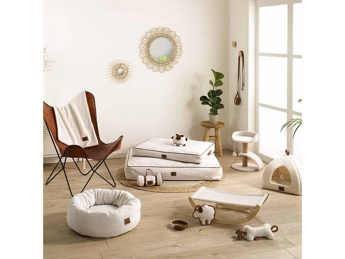 Laisse & Distributeur de Sacs Chien "Wooly" 125cm Cognac