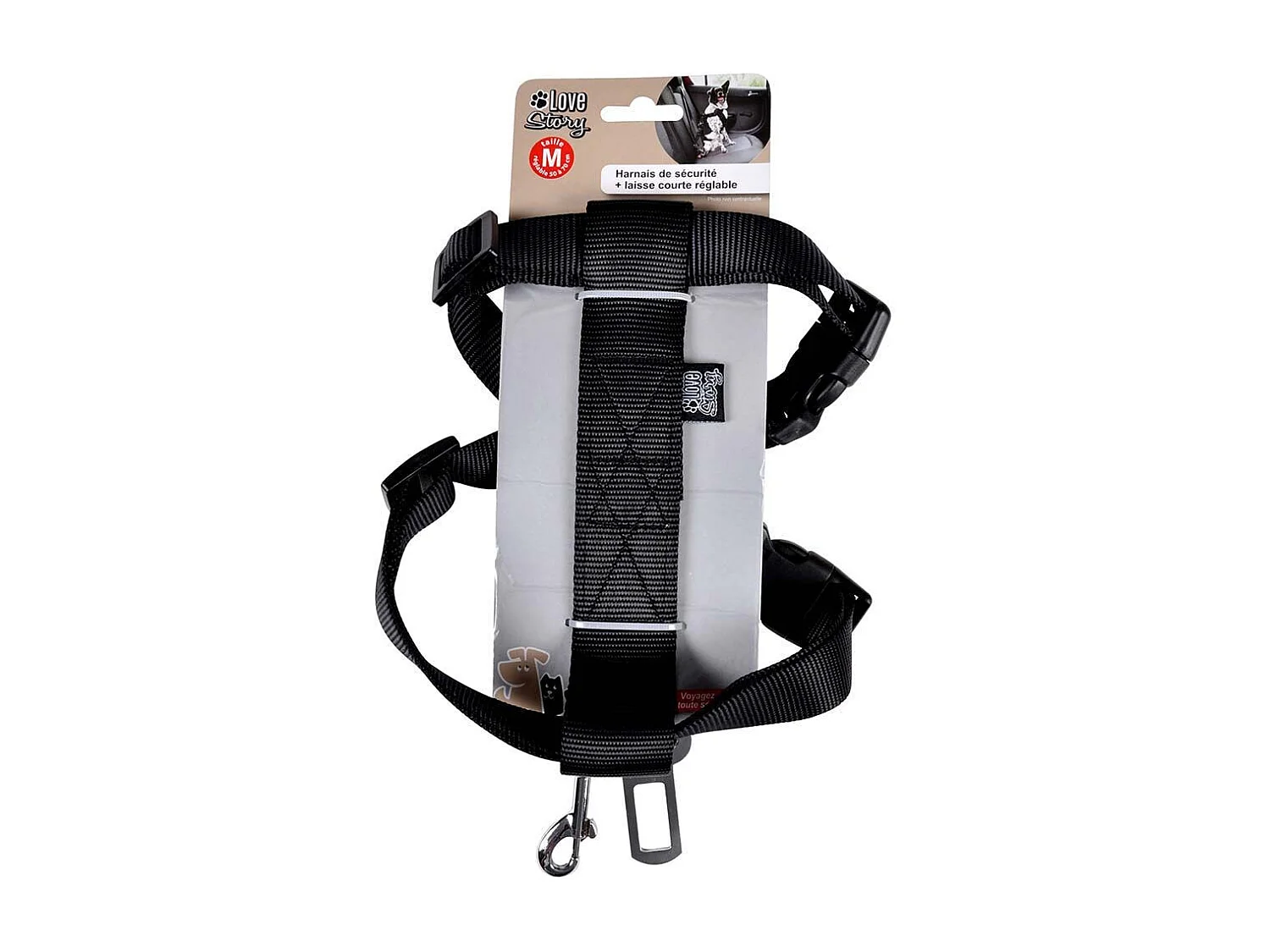 Harnais de Sécurité pour Animaux "Voiture" 70cm Noir