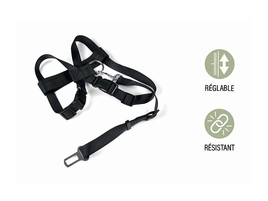 Harnais de Sécurité pour Animaux "Voiture" 70cm Noir