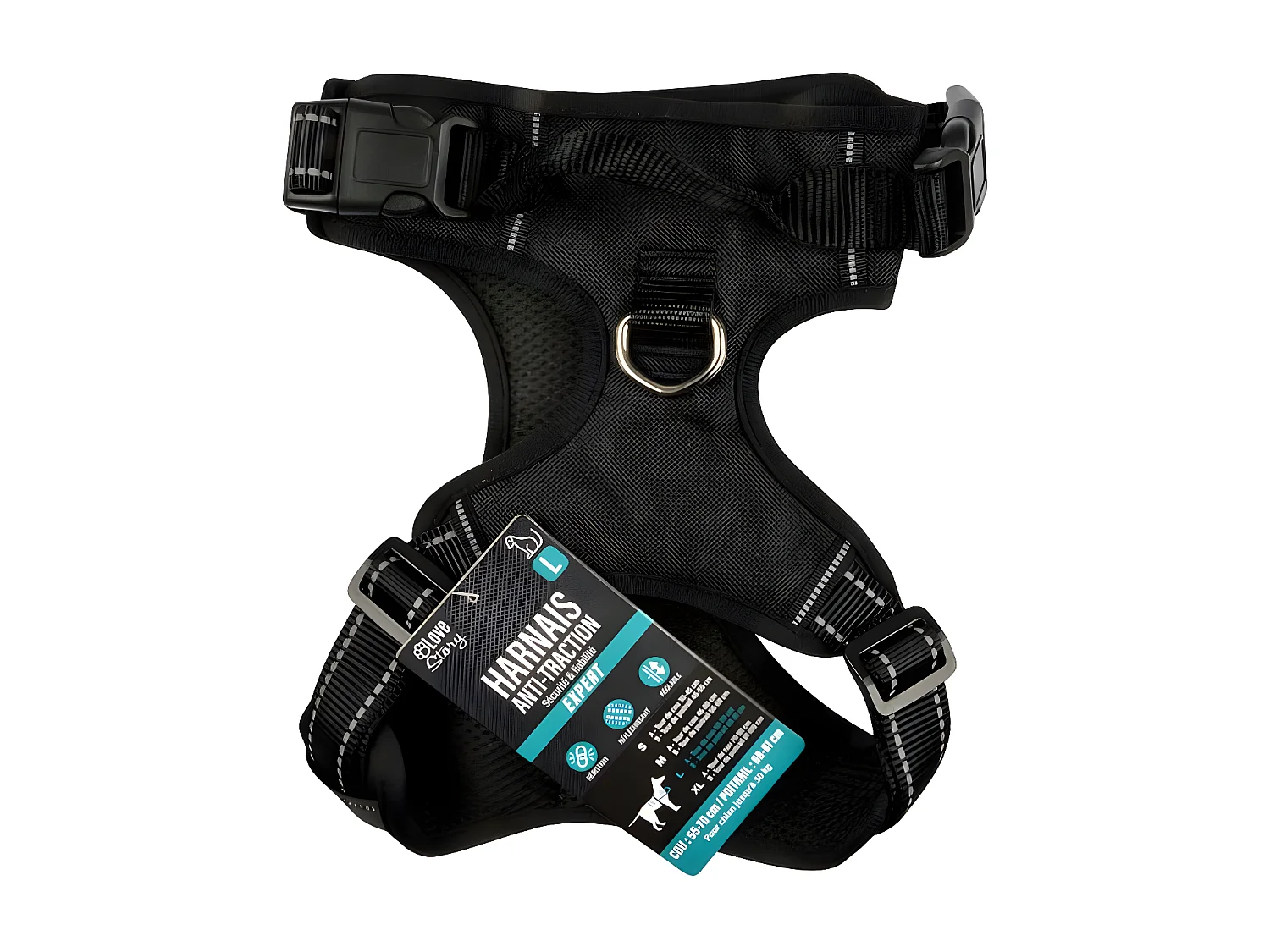 Harnais Anti-Traction pour Chien "Sécurité" 81cm Noir