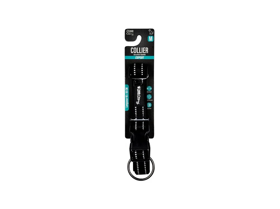 Collier pour Animaux "Expert Réglable" 65cm Noir