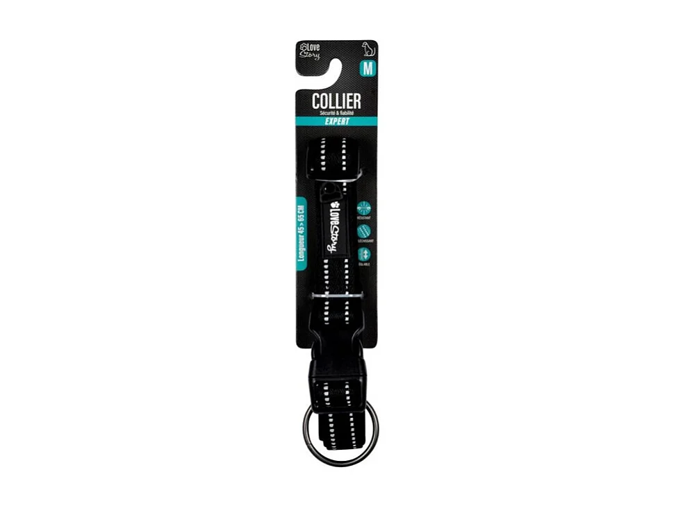 Collier pour Animaux "Expert Réglable" 65cm Noir